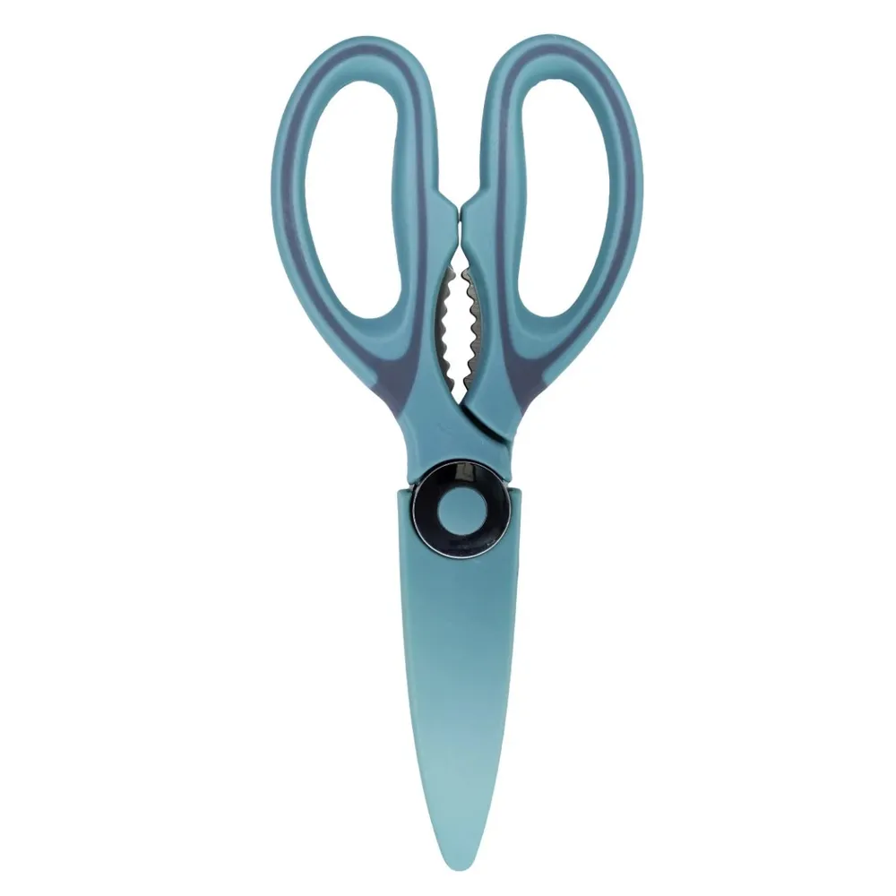 Foarfeca de bucatarie V001028, inox + plastic, albastru, 21 x 9 cm