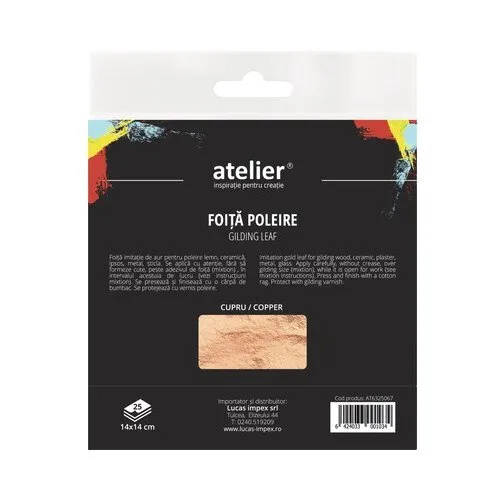 Foita imitatie de cupru pentru poleire, set 25 buc, 14x14 cm, multicolor