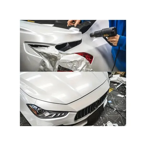 Folie auto autocolant PVC alb lucios cu tehnologie anti-bule 1.52m x 28m — imaginea 2