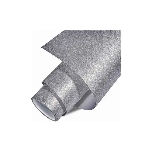 Folie auto autocolant PVC argintie sclipici mat cu tehnologie anti-bule 1.52m x 1m