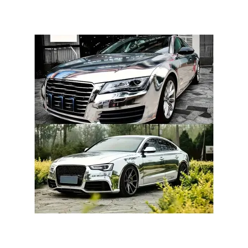 Folie auto autocolant PVC cromata argintiu oglinda cu tehnologie anti-bule 1.52m x 1m — imaginea 3