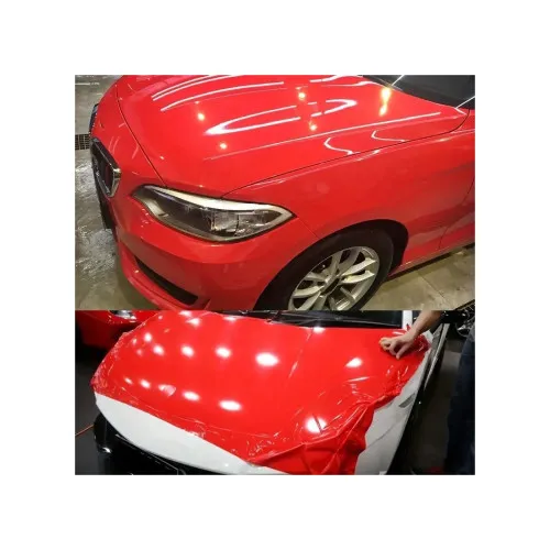 Folie auto autocolant PVC rosu lucios cu tehnologie anti-bule 1.52m x 1m — imaginea 2