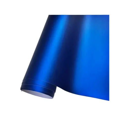 Folie auto PET Premium albastru satinat crom mat pentru colantare caroserie cu tehnologie anti-bule 16m x 1.52m