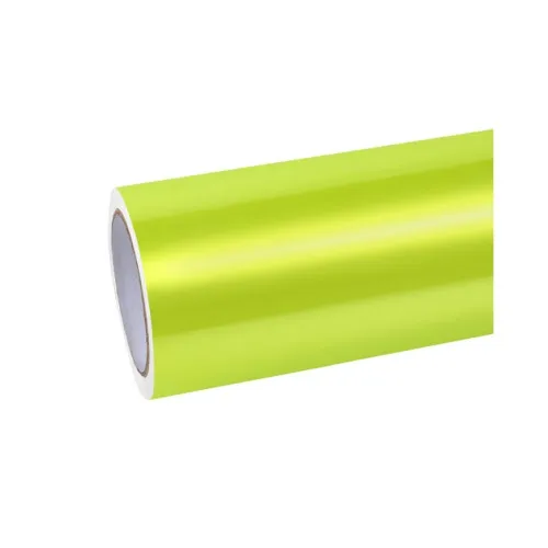 Folie auto PET Premium galben liquid metal lime pentru colantare caroserie cu tehnologie anti-bule 16m x 1.52m