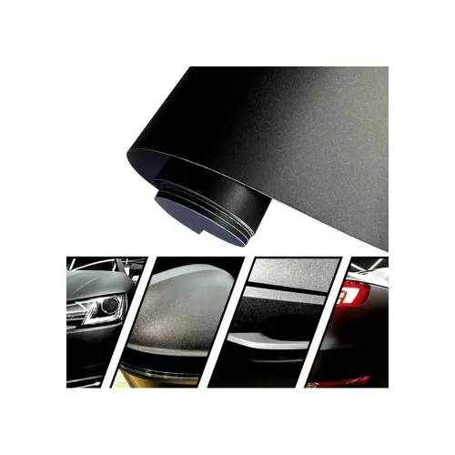 Folie auto PET Premium negru mat texturat pentru colantare caroserie cu tehnologie anti-bule 1m x 1.52m — imaginea 4