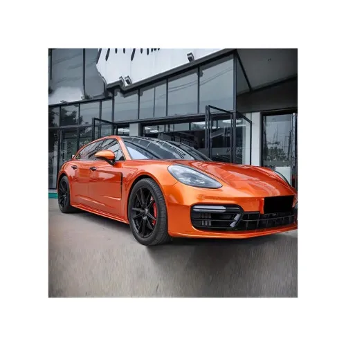 Folie auto PET Premium portocaliu liquid metal pentru colantare caroserie cu tehnologie anti-bule 18m x 1.52m — imaginea 2