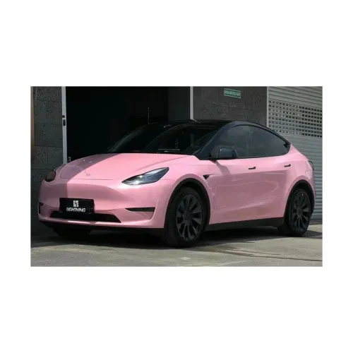 Folie auto PET Premium roz lucios pentru colantare caroserie cu tehnologie anti-bule 18m x 1.52m — imaginea 2