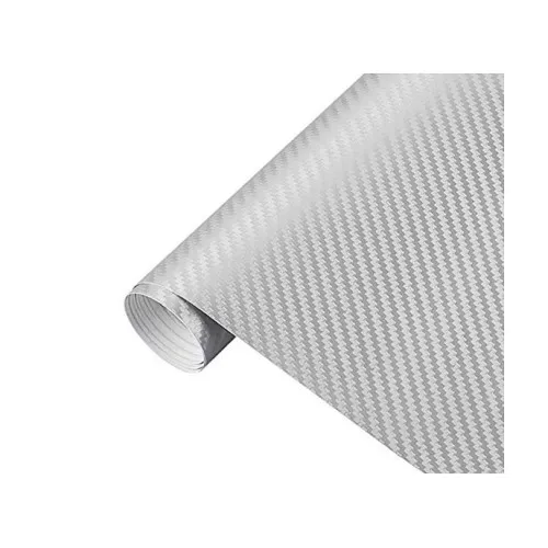 Folie carbon 3D argintie cu tehnologie anti-bule 1.5m x 9m