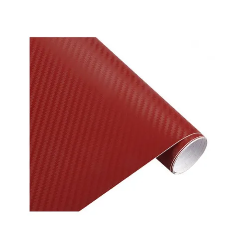 Folie carbon 3D rosie cu tehnologie anti-bule 1.5m x 1m