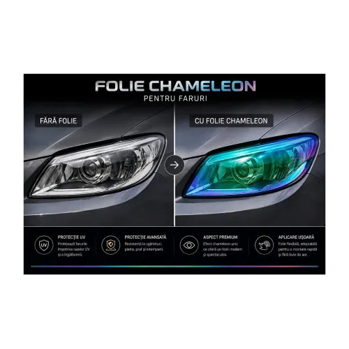 Folie protectie faruri si stopuri Light Black Cameleon 60cm x 60cm