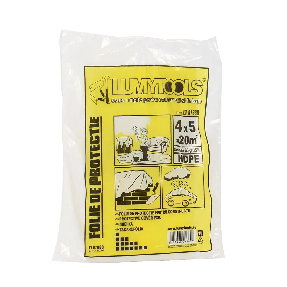 Folie protectie mobilier, Lumytools LT 07660, 0.007 mm, 5 x 4 m