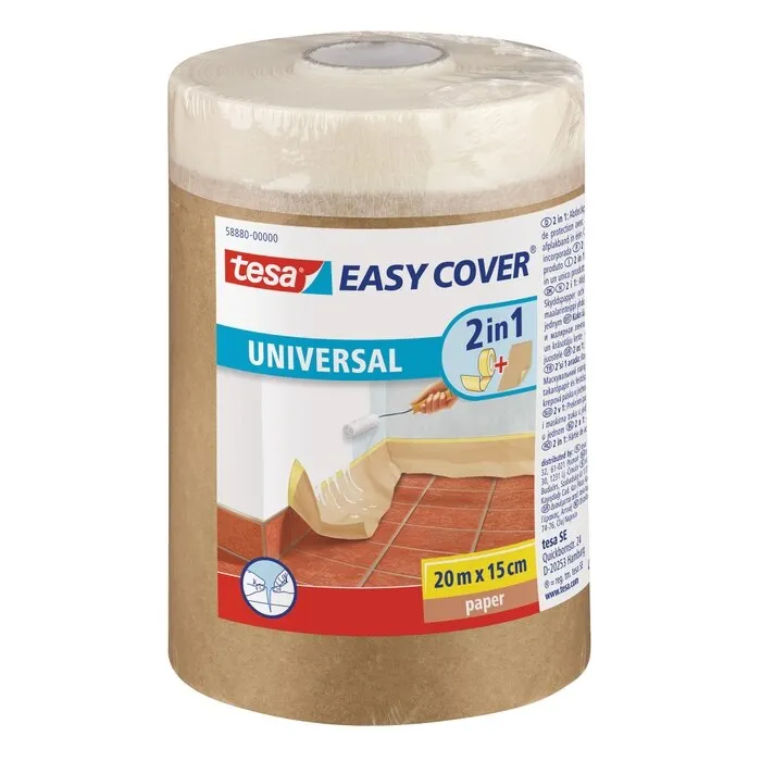 Folie protectie tesa Easy Cover 58880, maro, interior, 20 m x 15 cm