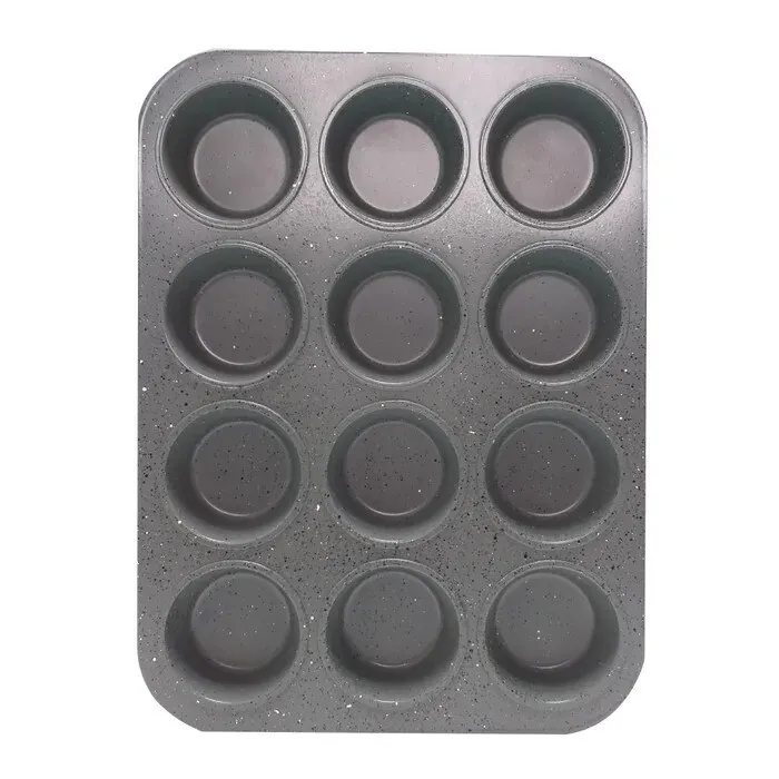 Forma de copt briose Kasemi, Granite Line 1103542, otel cu acoperire antiaderenta, dreptunghiulara, gri, 26.5 x 35 cm, 12 compartimente