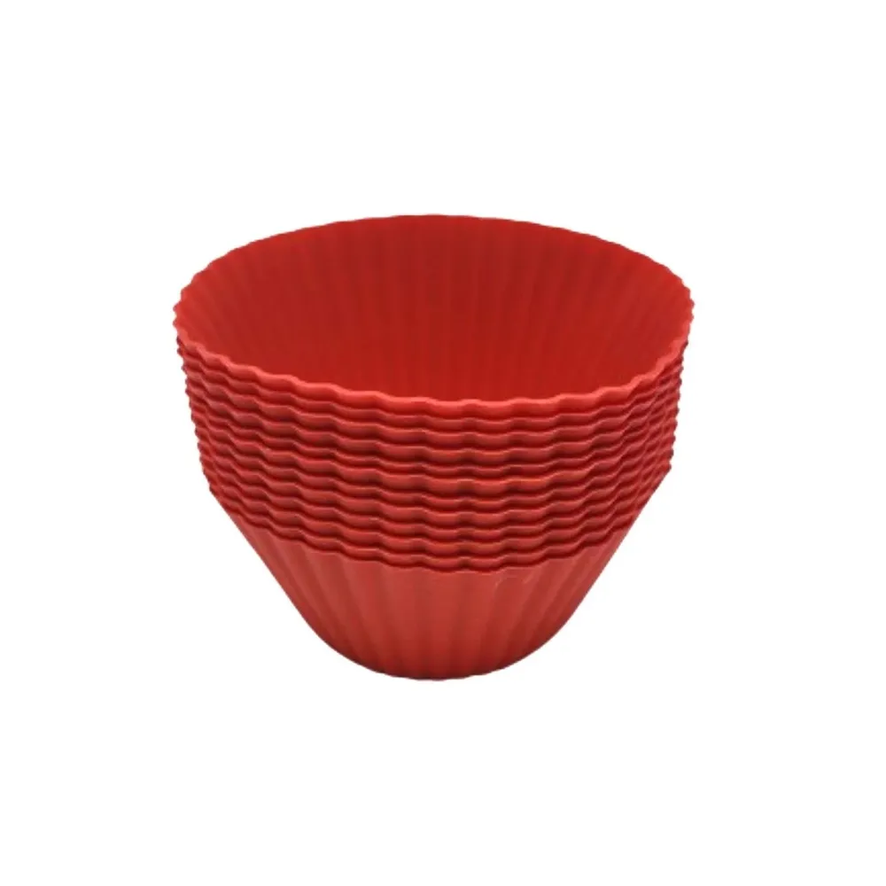 Forme din silicon pentru briose, Kasemi, 4.5 x 7 x 3.7 cm, 1101715, rosu, set 12 bucati