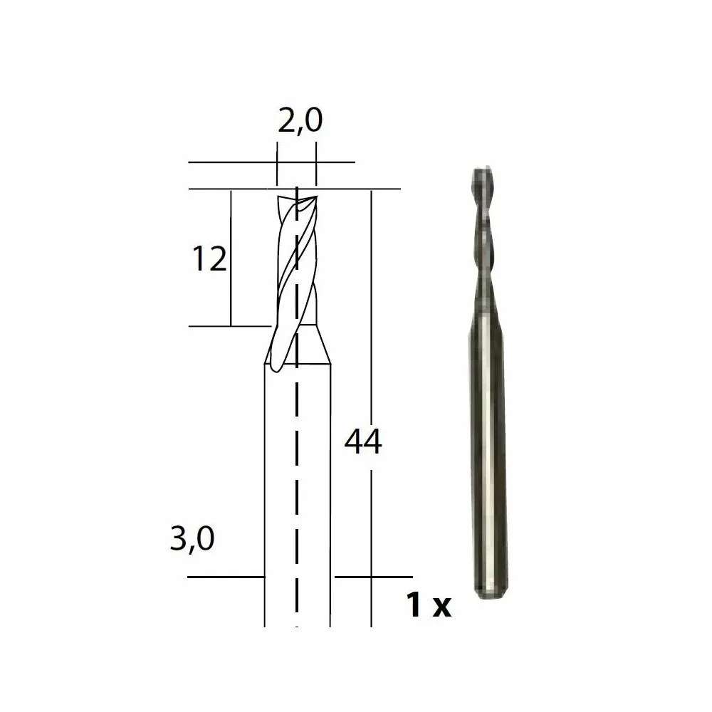 Freza din carbura de tungsten, pentru gaurire plastic / otel / metale neferoase, Proxxon 28759, 2 mm