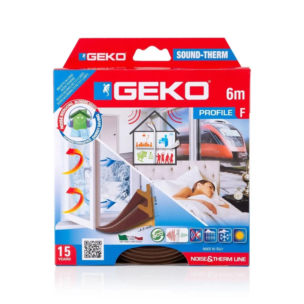 Garnitura adeziva pentru izolare termo-acustica, Geko Sound-Therm, TPE expandat, maro, 9 mm x 6 m