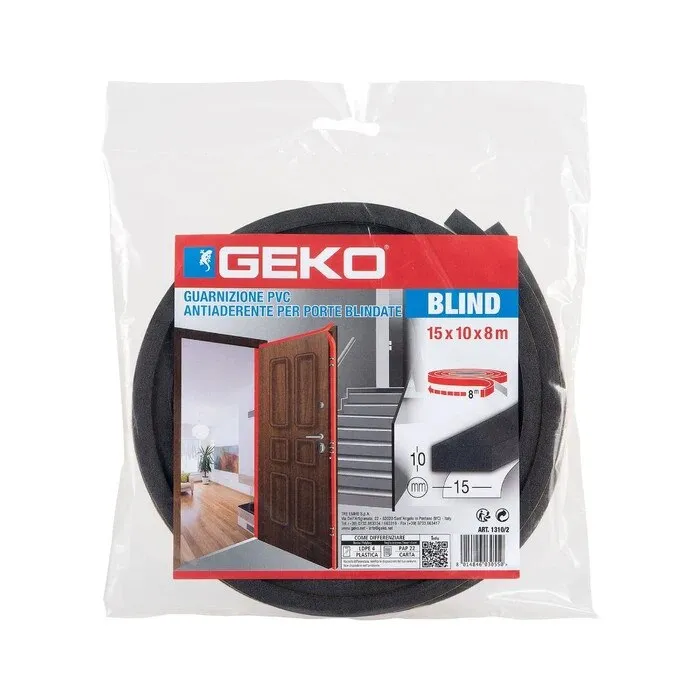Garnitura adeziva pentru usi, Geko Blind, PVC expandat, 17 mm x 8 m