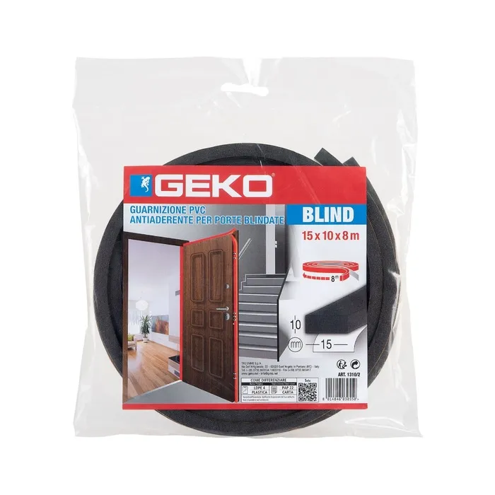 Garnitura adeziva pentru usi, Geko Blind, PVC expandat, 17 mm x 8 m