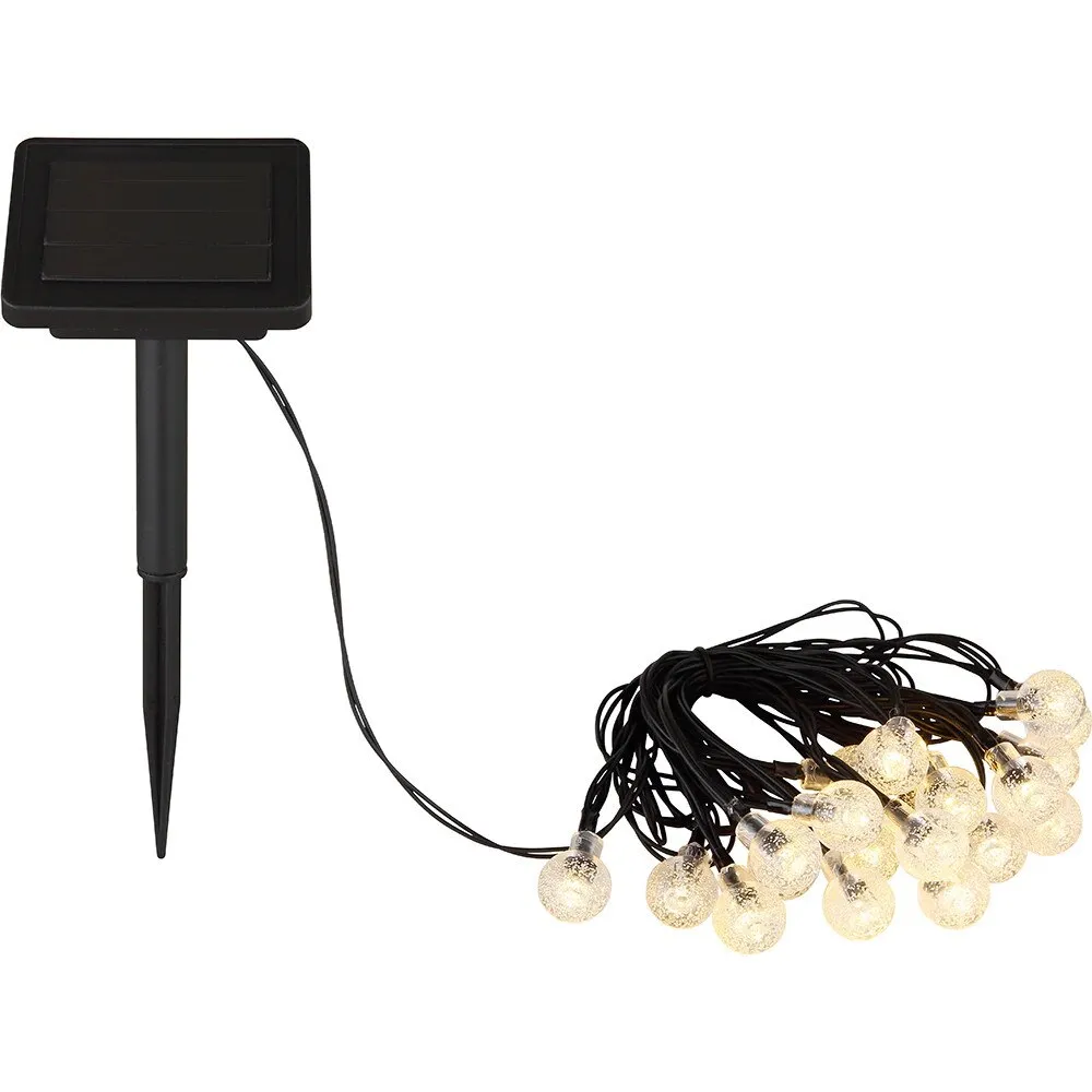 Ghirlanda solara GLOBO, 20 LED-uri, 2700K, neagra, 2m