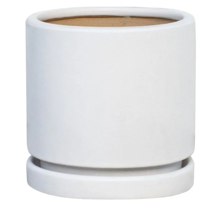 Ghiveci ceramic, cu suport, alb, rotund, interior, 30 x 30 cm