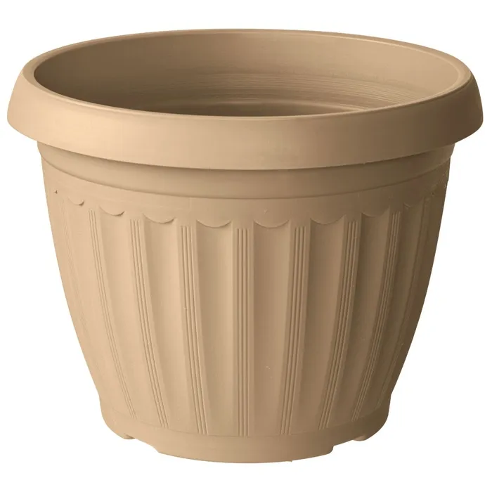 Ghiveci din plastic Critex Infinity, interior / exterior, rotund, crem, 18.5 x 14 cm