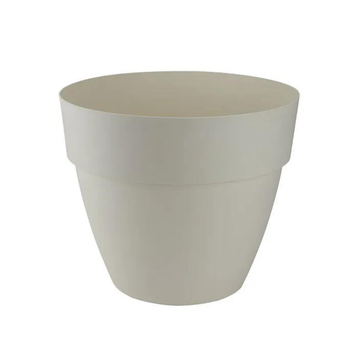 Ghiveci din plastic Gardena Lux, cu suport scurgere, interior / exterior, rotund, vanilie, 30 x 26 cm