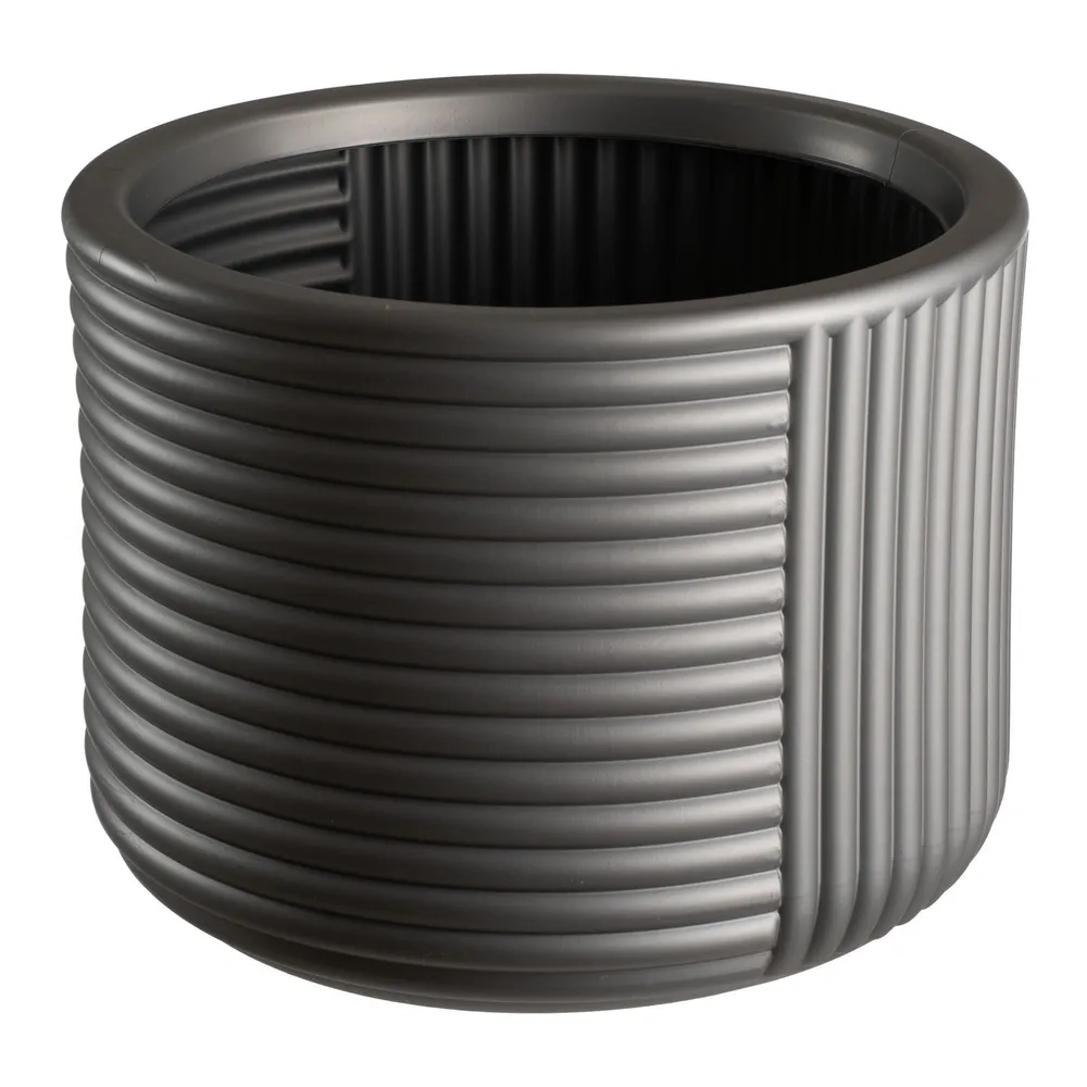 Ghiveci fabricat din plastic, forma rotund, culoare argintiu, dimensiune 45 x 35 cm