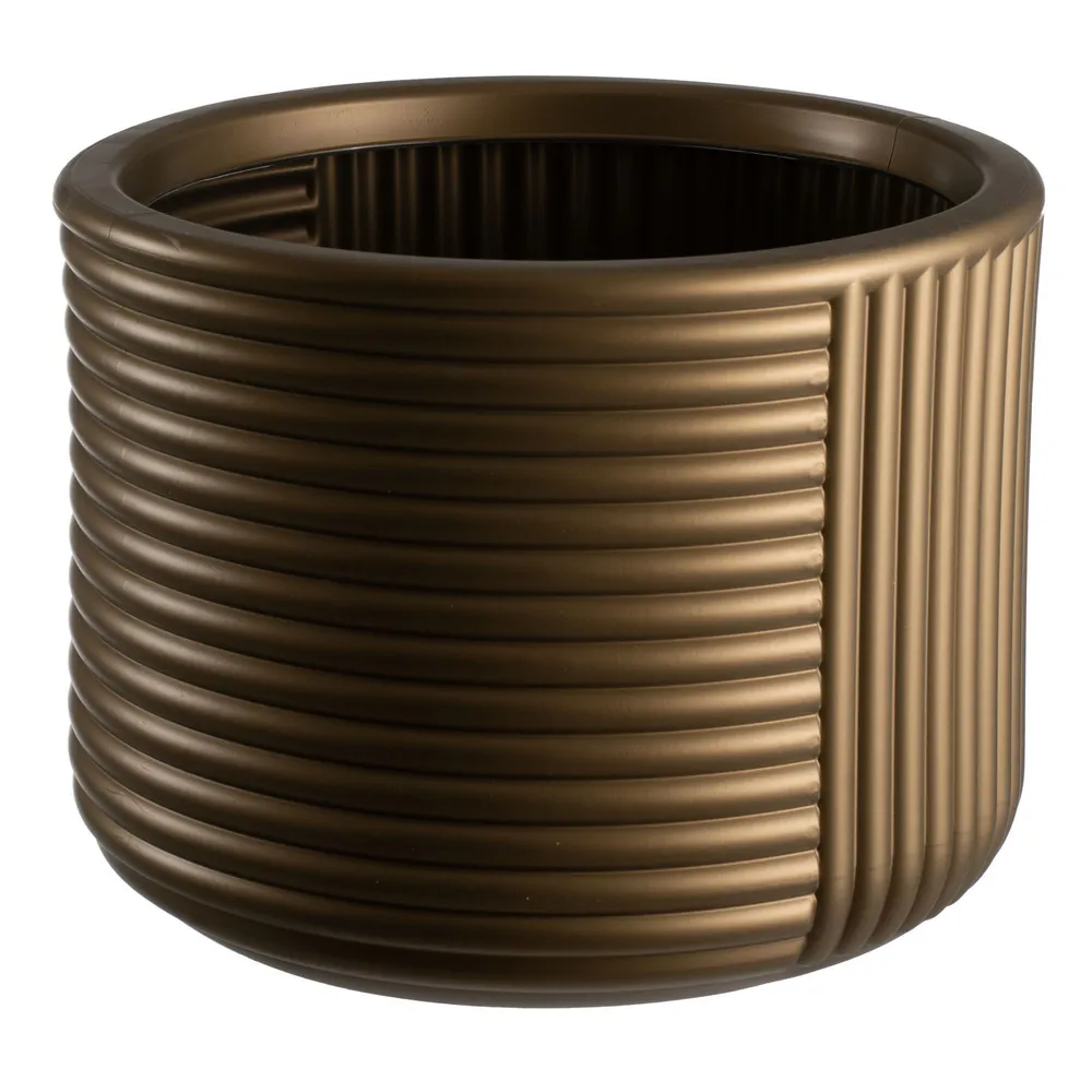 Ghiveci fabricat din plastic, forma rotund, culoare auriu, dimensiune 38 x 30 cm
