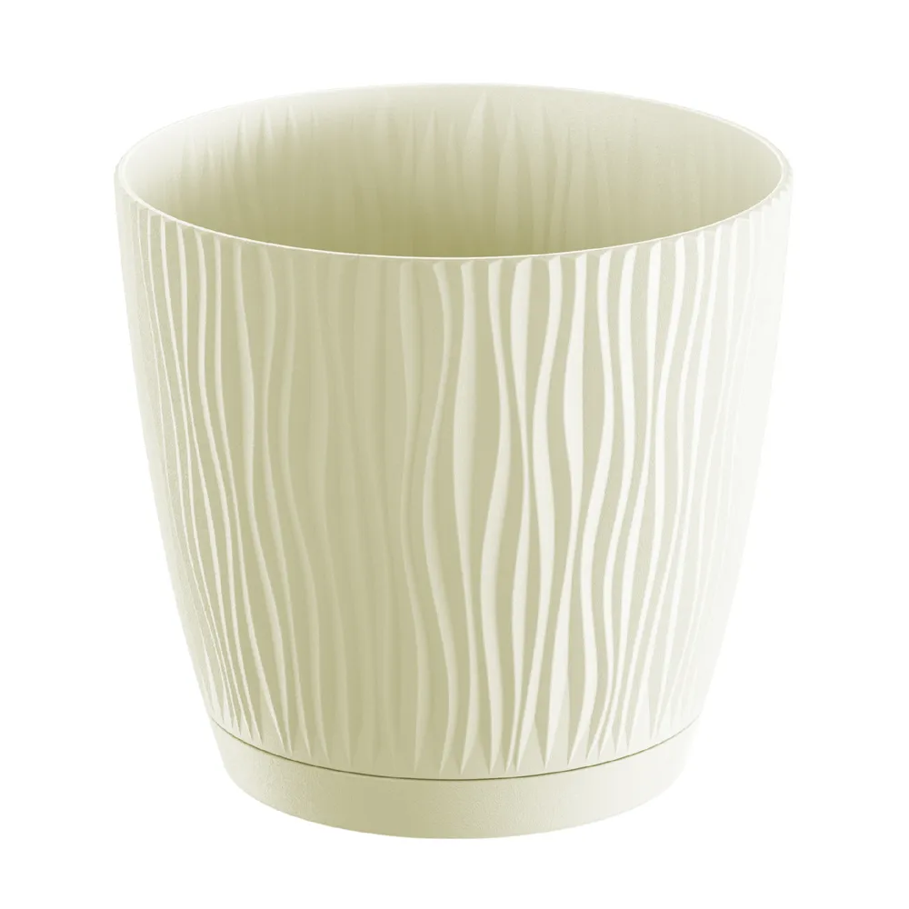Ghiveci flori Sandy, plastic, Ø17 cm, bej