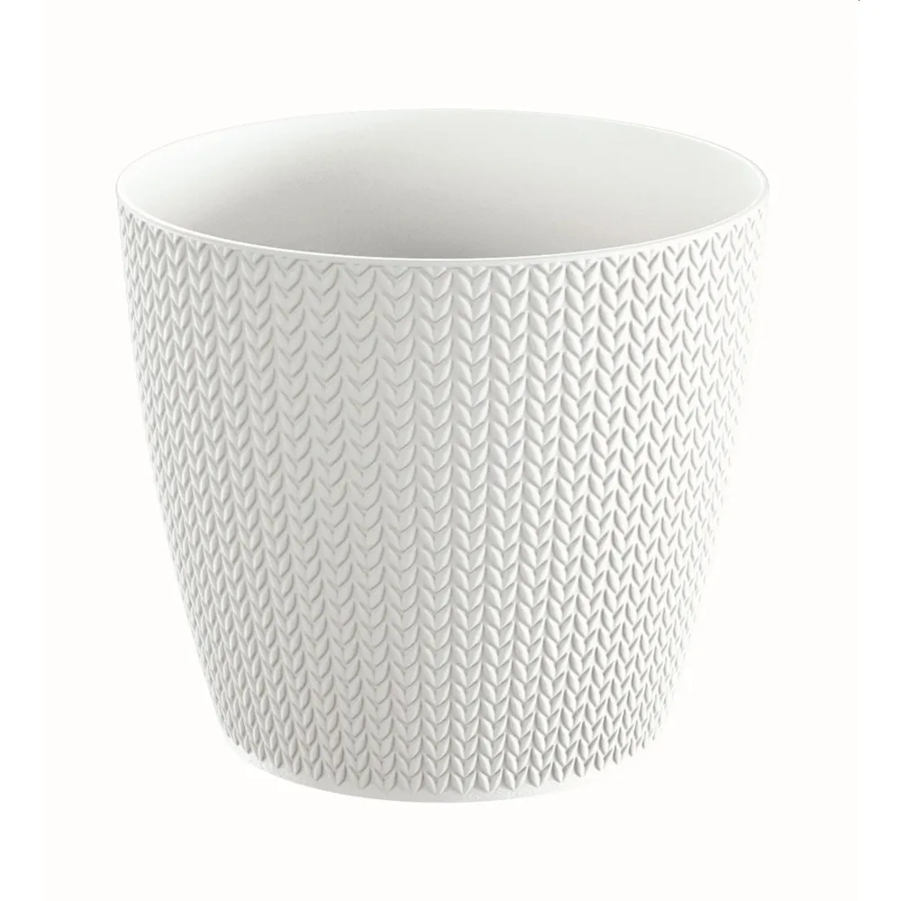 Ghiveci flori Wheaty, plastic, Ø 19 cm, alb