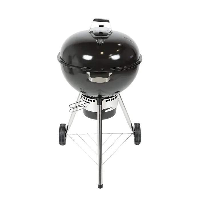 Gratar gradina cu carbuni, portabil, cu roti de deplasare, din otel, 57 cm, demontabil, cu capac, cu ceas de temperatura, Grunman Kettle KY22022HE
