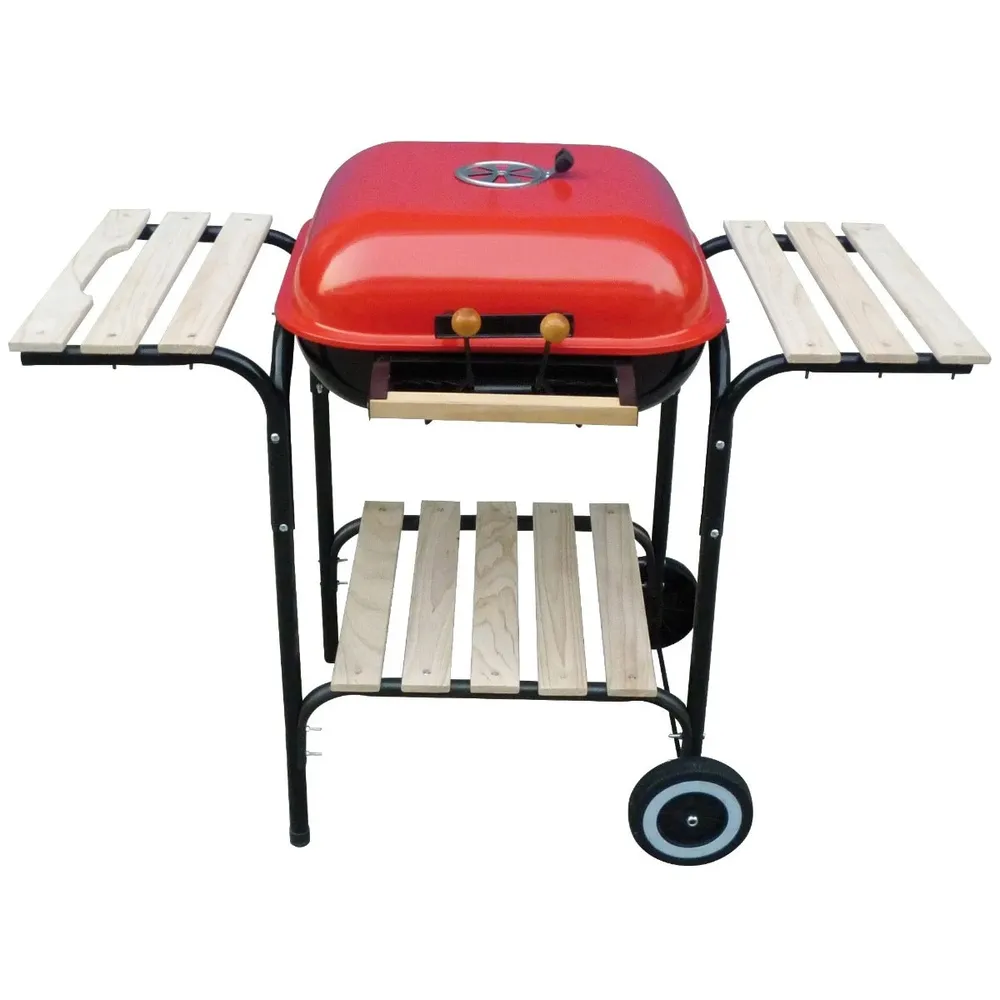 Gratar gradina cu carbuni, portabil, cu roti de deplasare, din otel, 95 x 50 x 86 cm, cu capac, cu masuta, Landmann