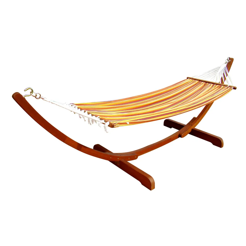 Hamac cu bare din lemn + suport din lemn, 320 x 98.5 x 100 cm