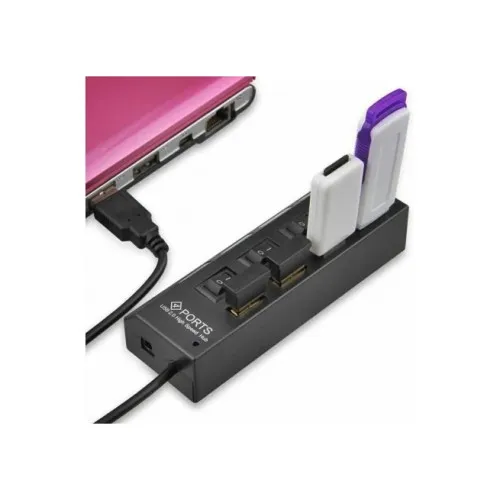 Hub USB multiplu 4 porturi USB 2.0 High Speed cu intrerupator LED si alimentare DC — imaginea 5