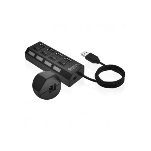 Hub USB multiplu 4 porturi USB 2.0 High Speed cu intrerupator LED si alimentare DC — imaginea 4