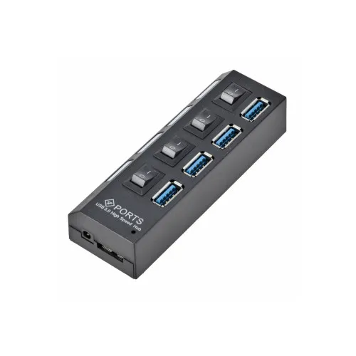 Hub USB multiplu 4 porturi USB 2.0 High Speed cu intrerupator LED si alimentare DC — imaginea 2
