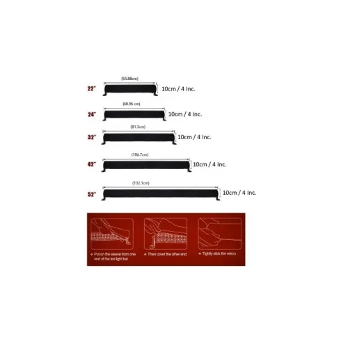 Husa protectie proiector auto si LED bar 106.7 cm 42 inch universala negru — imaginea 2