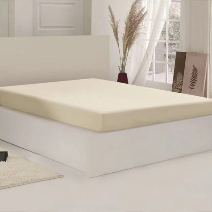 Husa saltea, Caressa Jersey, 140 x 200 cm, bumbac, crem