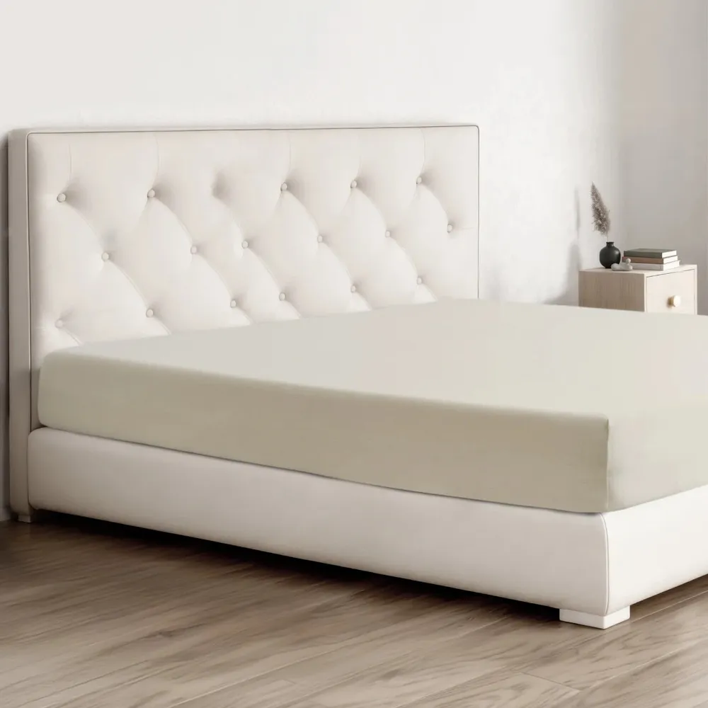 Husa saltea, Caressa Jersey, 140 x 200 cm, bumbac, crem