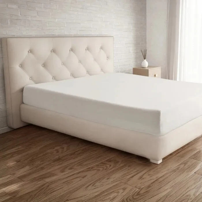 Husa saltea, Caressa Jersey, 200 x 200 cm, bumbac, alb