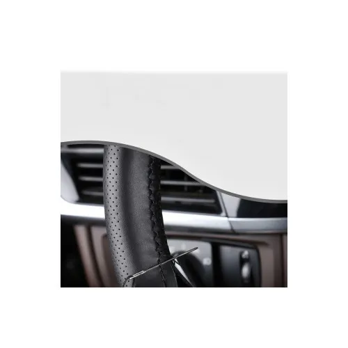 Husa volan auto cu ac si ata imitatie piele perforata negru marime M 37-38 cm — imaginea 4