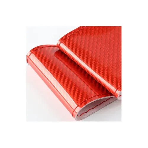 Husa volan auto cu ac si ata piele perforata rosu si carbon cusatura rosie Premium marime M 38 cm — imaginea 3
