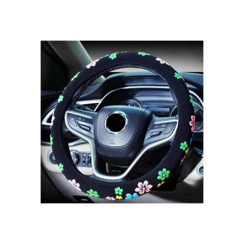 Husa volan auto cu aplicatii flori marime M 37-38 cm — imaginea 3