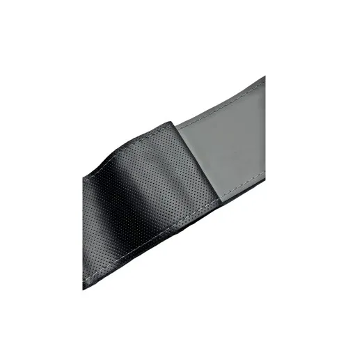 Husa volan auto din piele cu gaurele cu ac si ata gri si negru marime M 37-39 cm — imaginea 2