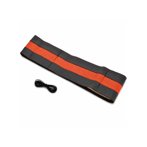 Husa volan auto din piele negru si rosu cu ac si ata marime M 37-38 cm
