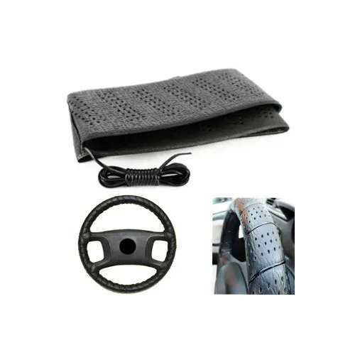 Husa volan auto imitatie piele cu snur marime M 38 cm diverse culori — imaginea 3