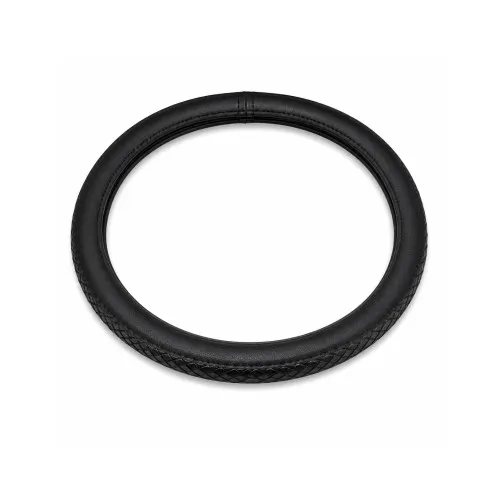 Husa volan auto imitatie piele impletita neagra marime M 37-39 cm