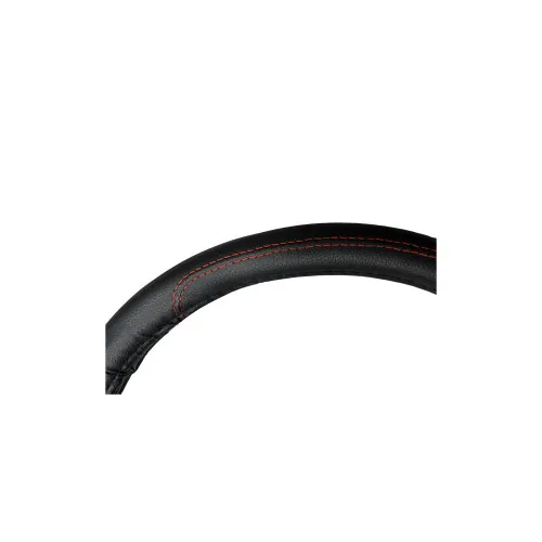 Husa volan auto imitatie piele marime M 37-38 cm negru cusatura rosie — imaginea 2