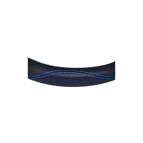 Husa volan auto imitatie piele negru cu cusatura albastra marime M 37-39 cm — imaginea 2