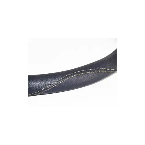 Husa volan auto imitatie piele negru cu cusatura gri deschis marime M 37-39 cm — imaginea 2